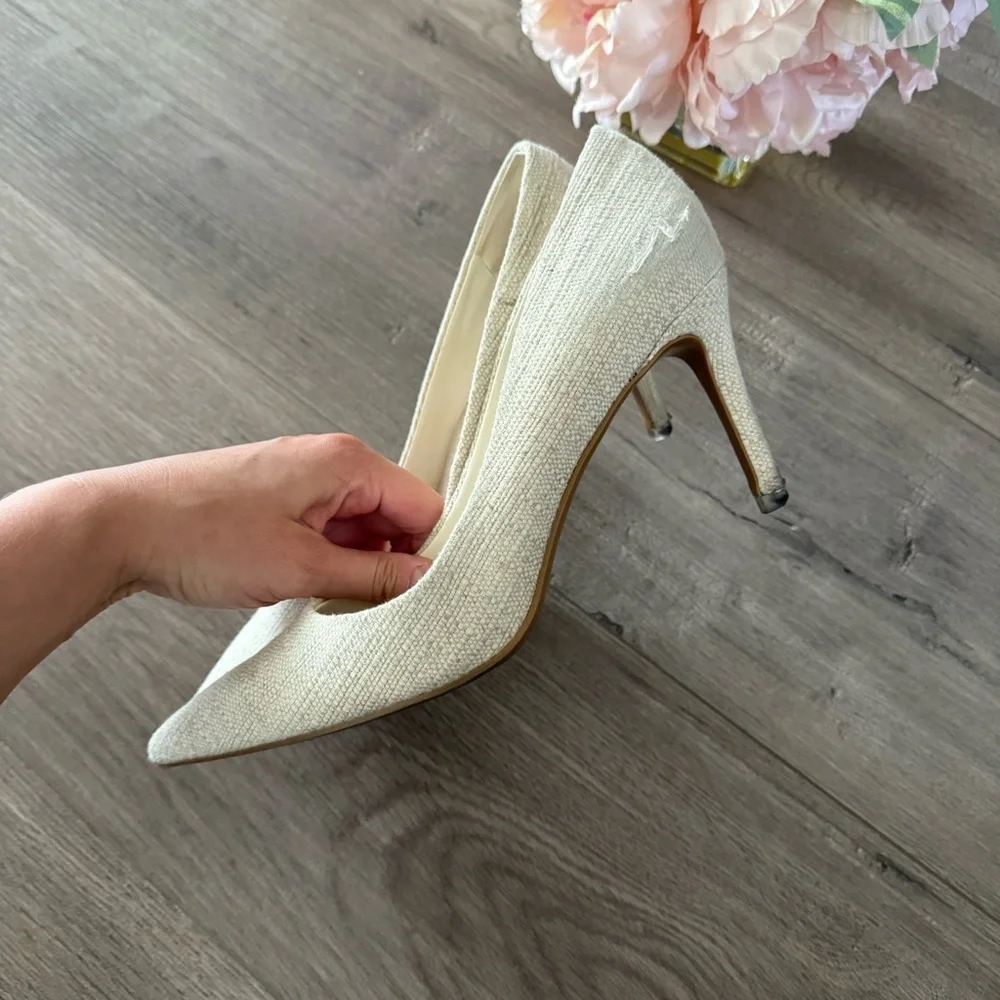 Charles‎ & Keith White Tweed Classic Point Toe Heels